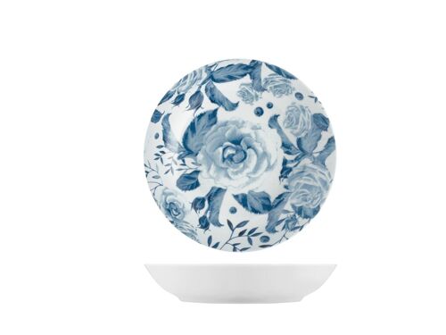 Piatto fondo Rose blu in porcellana decorata cm 20