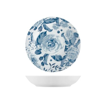 Piatto fondo Rose blu in porcellana decorata cm 20