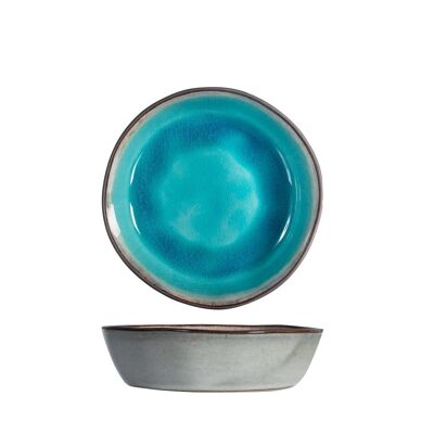 Assiette creuse Teide en grès bleu clair cm 16