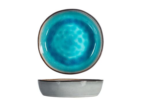 Piatto fondo Teide in stoneware colore azzurro grande cm 20