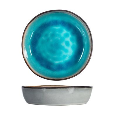 Teide deep plate in blue stoneware large 20 cm