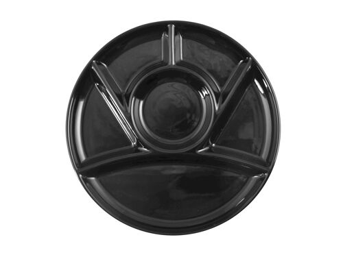 Piatto Fonduta Ceramica 6 Scomparti 23 cm Colore Nero