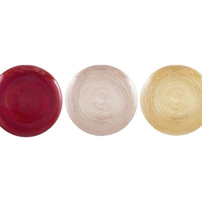 Celebration glass fruit plate in assorted colors red, gold, silver 21 cm. Dishwasher safe max 40 degrees