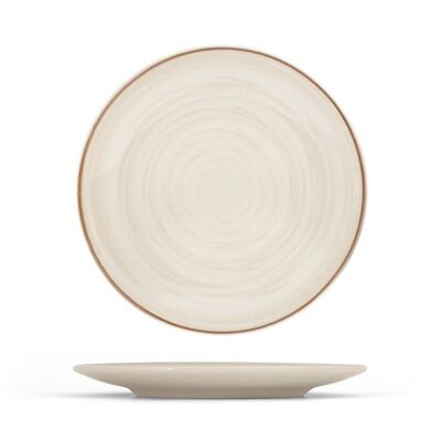 Goji fruit plate in stone ware beige color coupe shape 19 cm