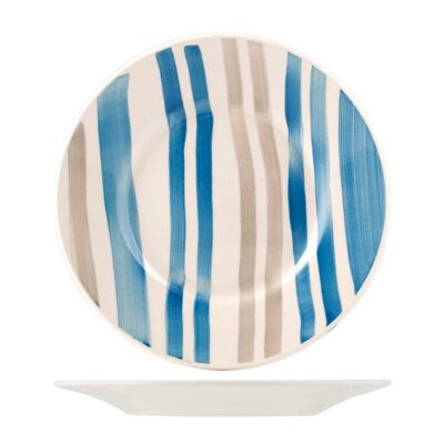 19.5 cm stoneware fruit plate with blue lines decoration