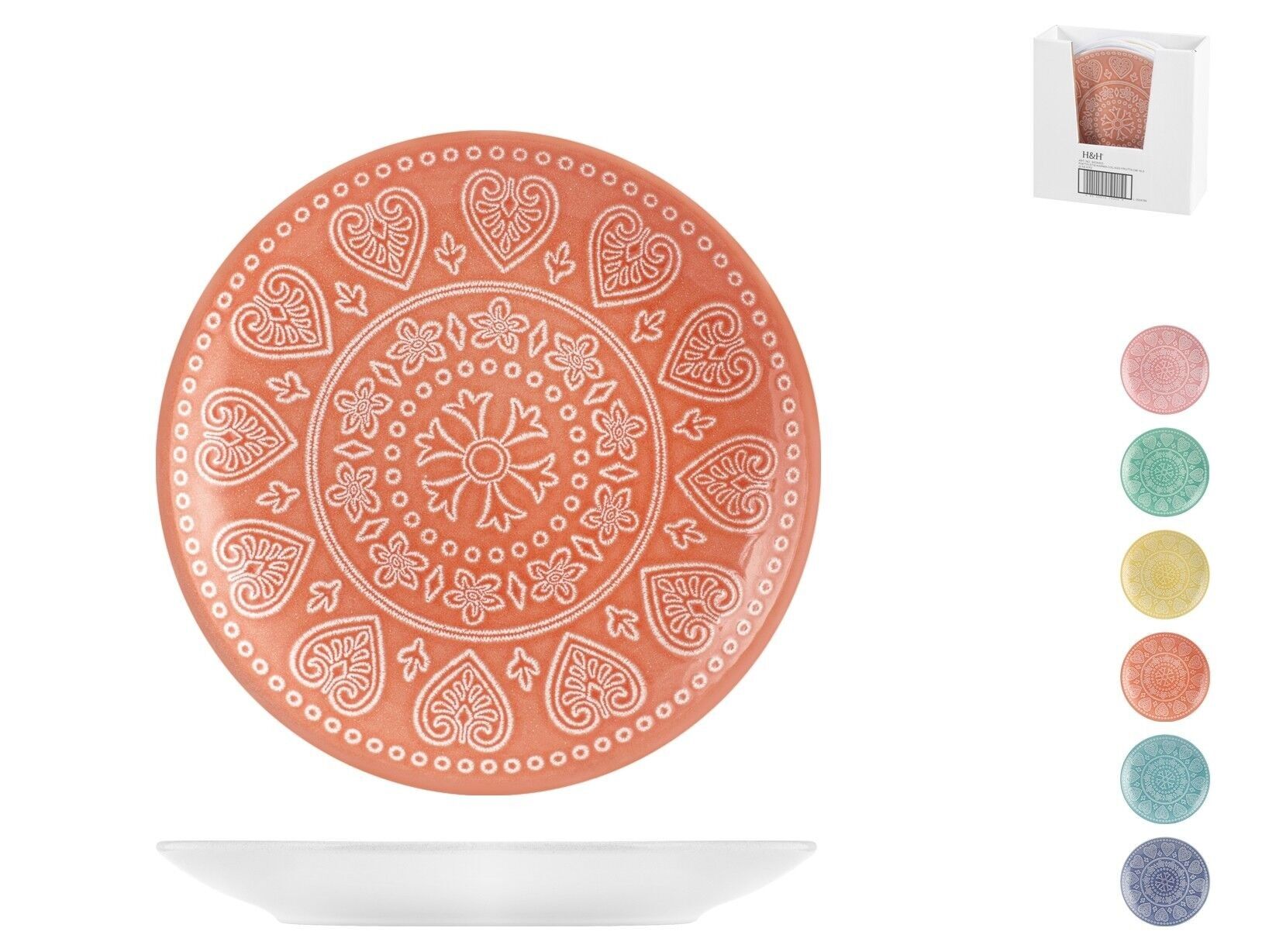Piatto frutta Karma in stoneware colori assortiti nelle tonalità pastello cm 19,5