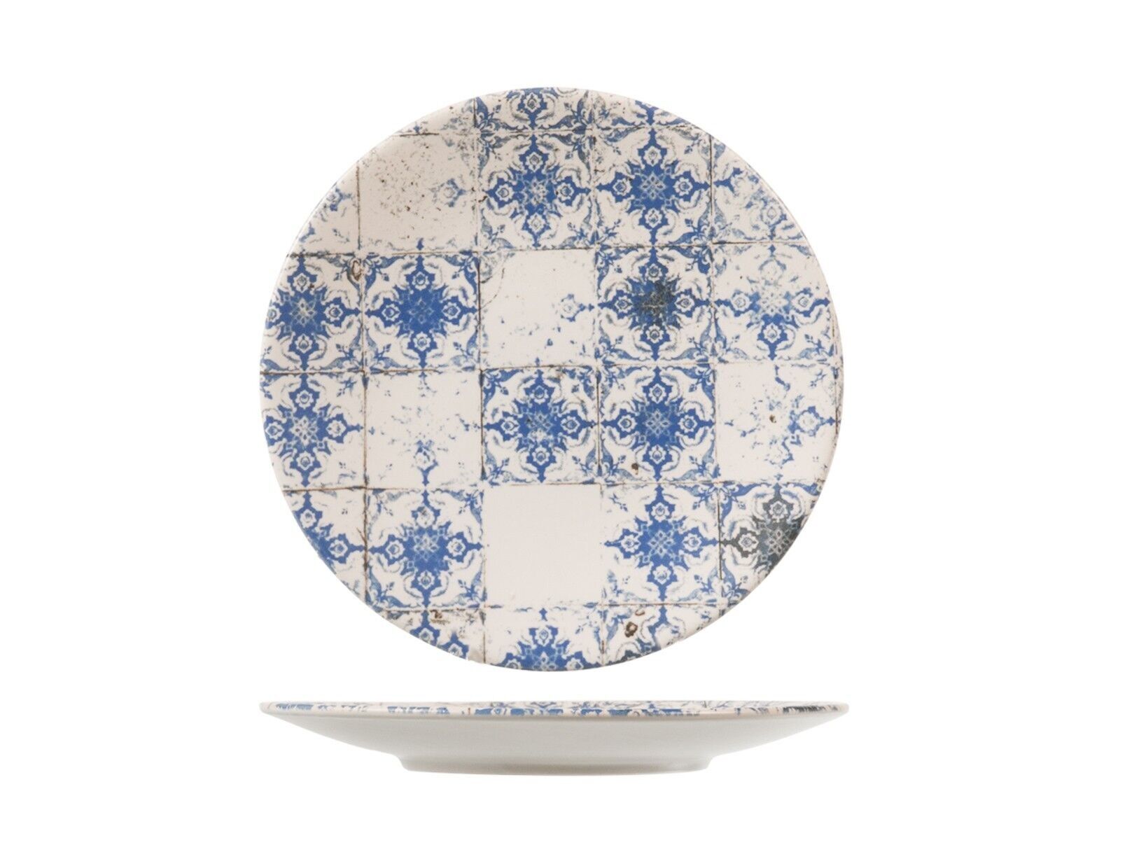 Lotus fruit plate in decorated stoneware cm 20