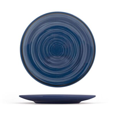 Maracuja fruit plate in stone ware blue color coupe shape 19 cm