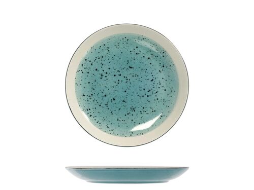 Piatto frutta Mimosa in stoneware azzurro cm 20,5