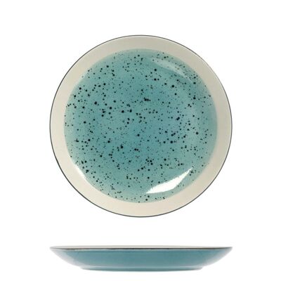 Mimosa fruit plate in blue stoneware 20.5 cm