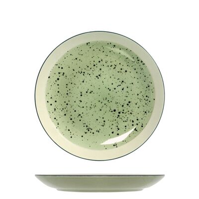 Mimosa fruit plate in green stoneware 20.5 cm