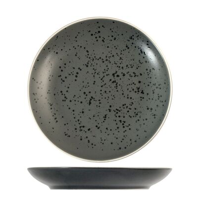 Mineral fruit plate in anthracite gray stoneware 20.5 cm