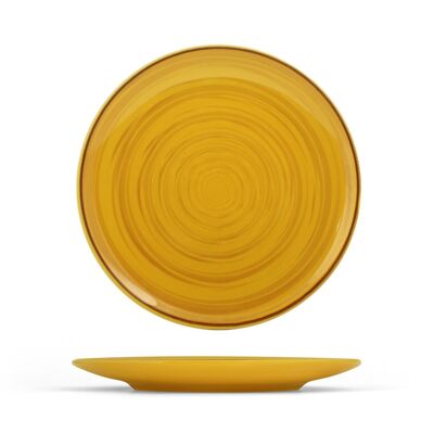 Papaya fruit plate in stone ware yellow color coupe shape 19 cm