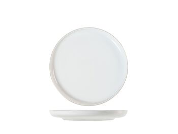 Assiette à fruits perlée en porcelaine blanche avec fil d'or cm 19. 2