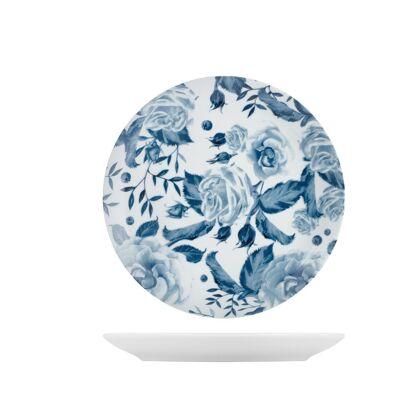 Dekorierter Porzellan-Obstteller mit blauen Rosen 21 cm