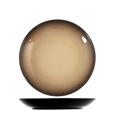 Sahara fruit plate in beige and brown stoneware 20.5 cm