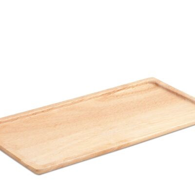 Plato de madera natural forma rectangular 12x25 cm.