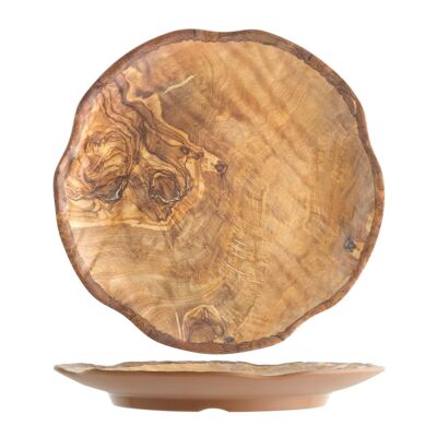 Round melamine plate with wood effect in melamine 25.5 cm