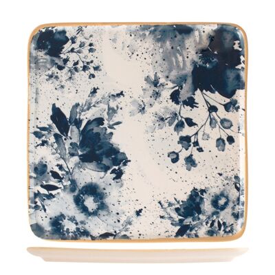 Indigo square stoneware plate 26 cm