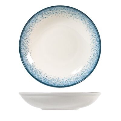 Plato multiusos Coupe Jupiter de porcelana azul claro y marfil de 25 cm.