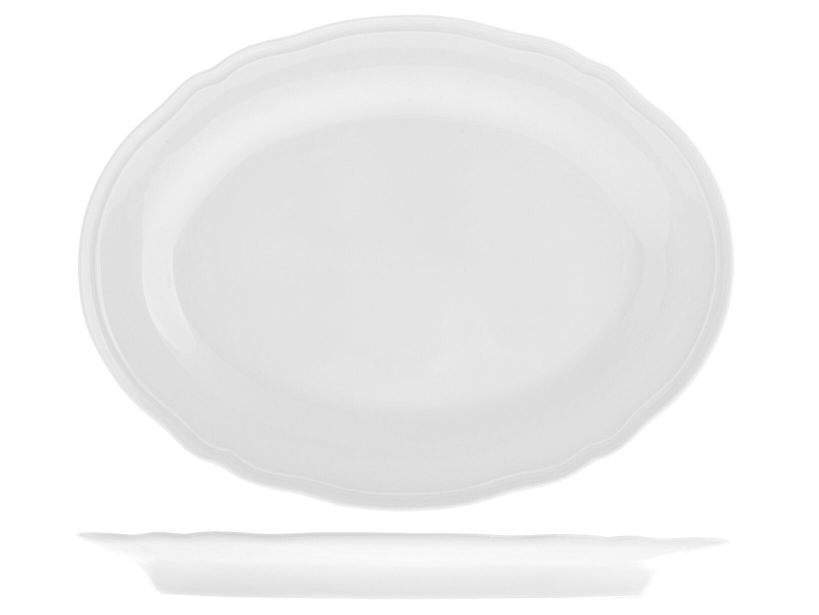 Piatto ovale Alba in porcellana bianca cm 35,5
