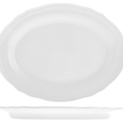 Plato ovalado Alba de porcelana blanca 35,5 cm