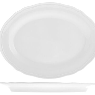 Piatto ovale Alba in porcellana bianca cm 35,5