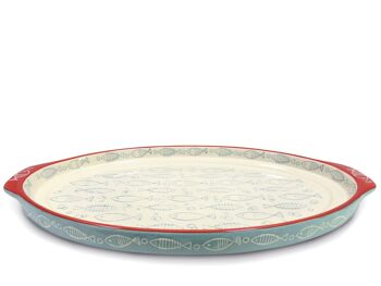 Assiette ovale Egeo avec anses en grès décoré cm 34x24x2,5 h 3