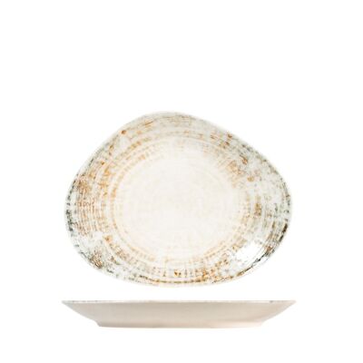 Eris oval plate in decorated beige porcelain 30 cm.