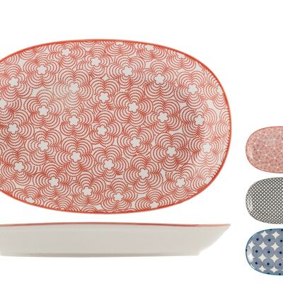 Ovaler Teller Full Decoration aus Porzellan mit verschiedenen Dekorationen 16x23,5 cm