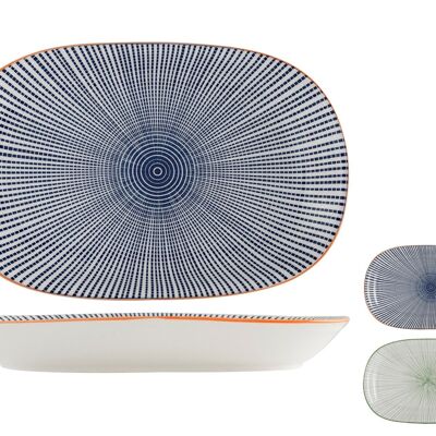 Plato ovalado Full Decoration de porcelana con decoración variada 20,5x30,5 cm