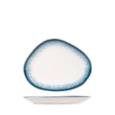 Jupiter oval plate in light blue and ivory porcelain cm 22.