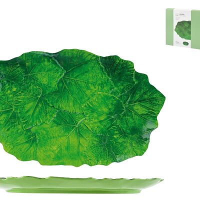 Plato ovalado Liguria de melamina con decoración de hojas cm 31x50x4 h