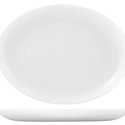 Premiere ovaler Teller aus weißem Opalglas 33x24 cm
