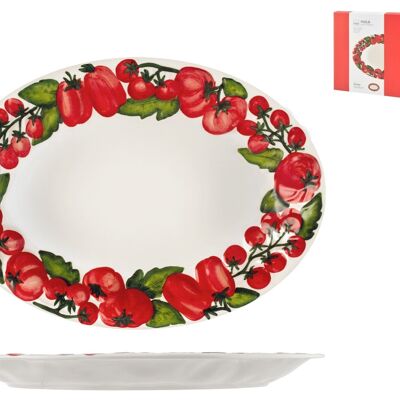 Puglia oval plate in melamine with tomatoes decoration cm 35x48x4 h
