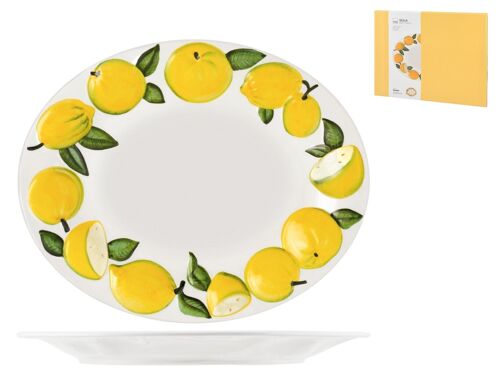 Piatto ovale Sicilia in melamina decoro limoni cm 40x50x4 h