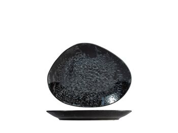 Assiette ovale Uranus en porcelaine noire cm 22. 2