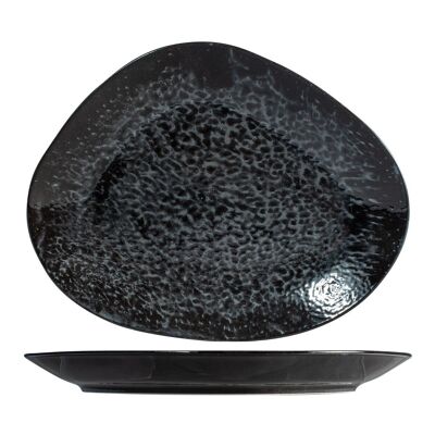 Uranus oval plate in black porcelain 30 cm.