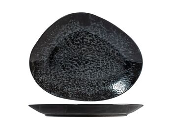 Assiette ovale Uranus en porcelaine noire 30 cm. 1