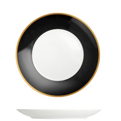 Onyx bread plate in porcellain black band and golden border cm 15.