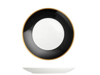 Assiette à pain en onyx en porcelaine bande noire et bordure dorée cm 15. 1