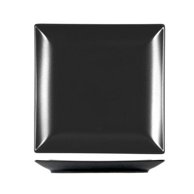 Osaka bread plate in black stoneware cm 16x16