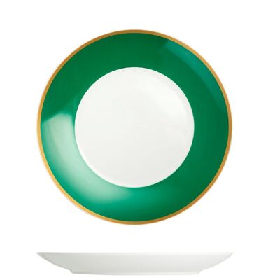 Smeraldo bread plate in porcelain with emerald green band and golden border 15 cm.
