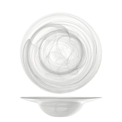 Alabaster pasta plate in white glass 23.5 cm