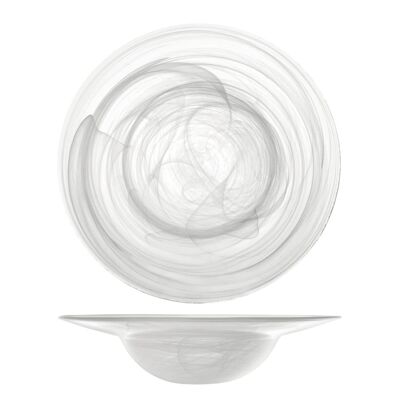 Plato de pasta de alabastro en cristal blanco 26 cm