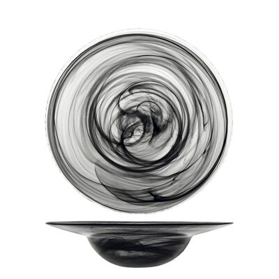 Plato de pasta de alabastro en cristal negro 23,5 cm