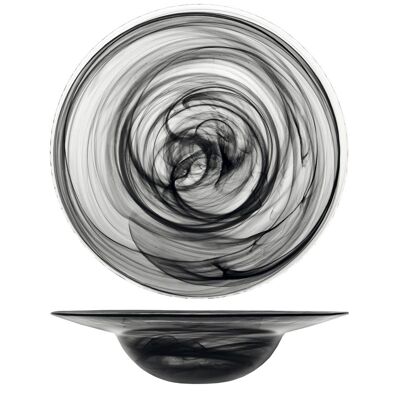 Alabaster pasta plate in black glass 29 cm