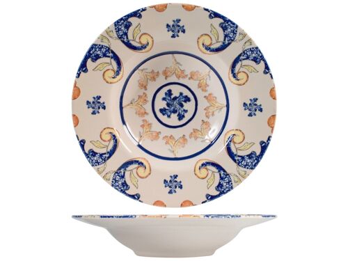 Piatto pasta Jasmine in stoneware decorato cm 28