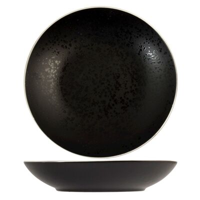 Mineral pasta plate in black stoneware 26 cm