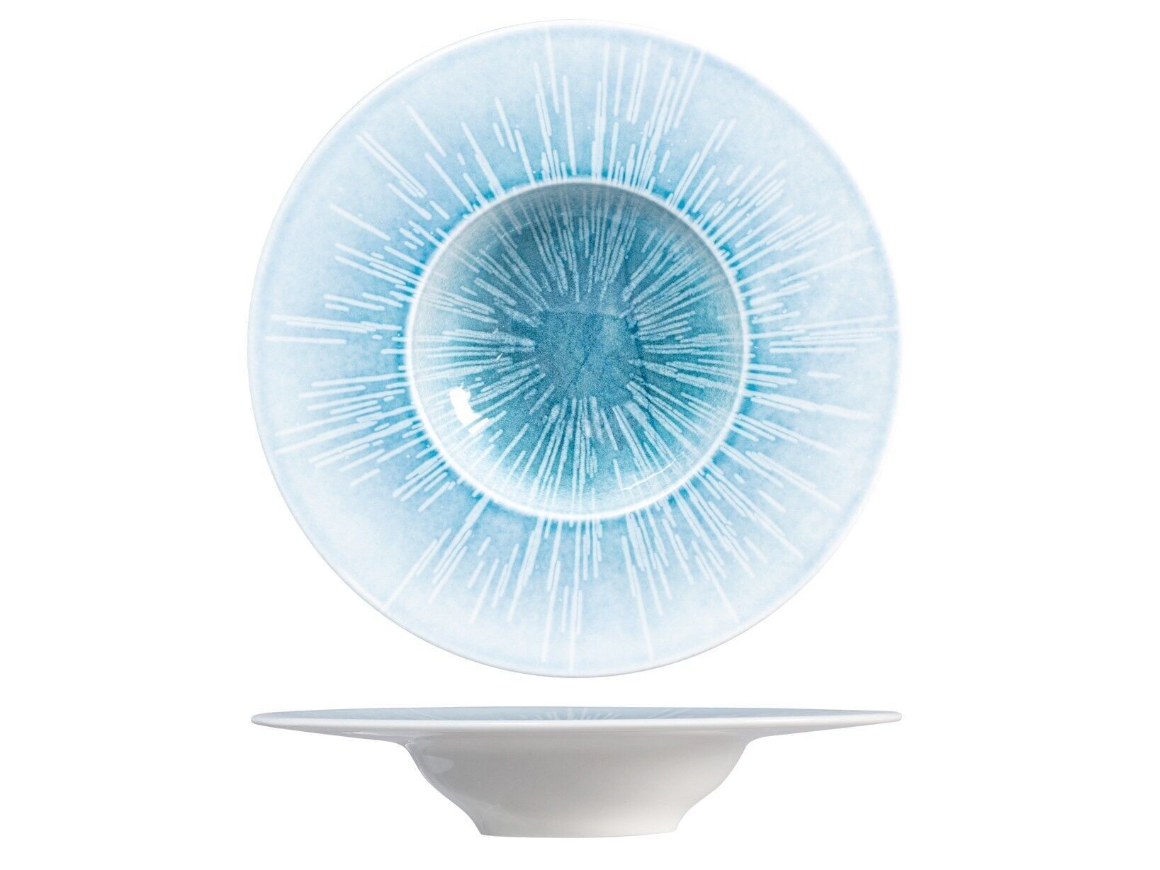 Piatto pasta Neptune in porcellana colore azzurro cm 24.